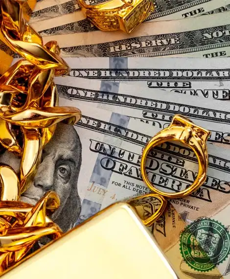 Gold jewelry and coins